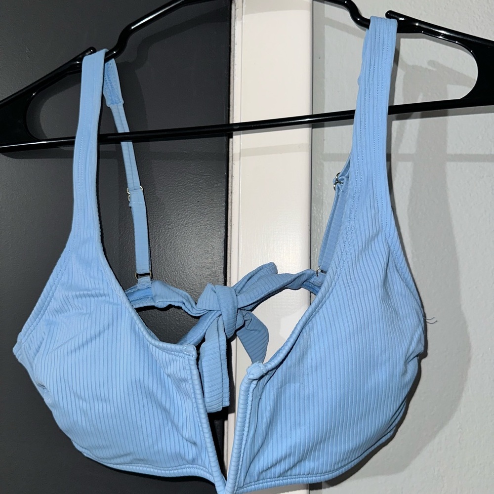 Light Blue Ribbed Women's Bathing suit top.